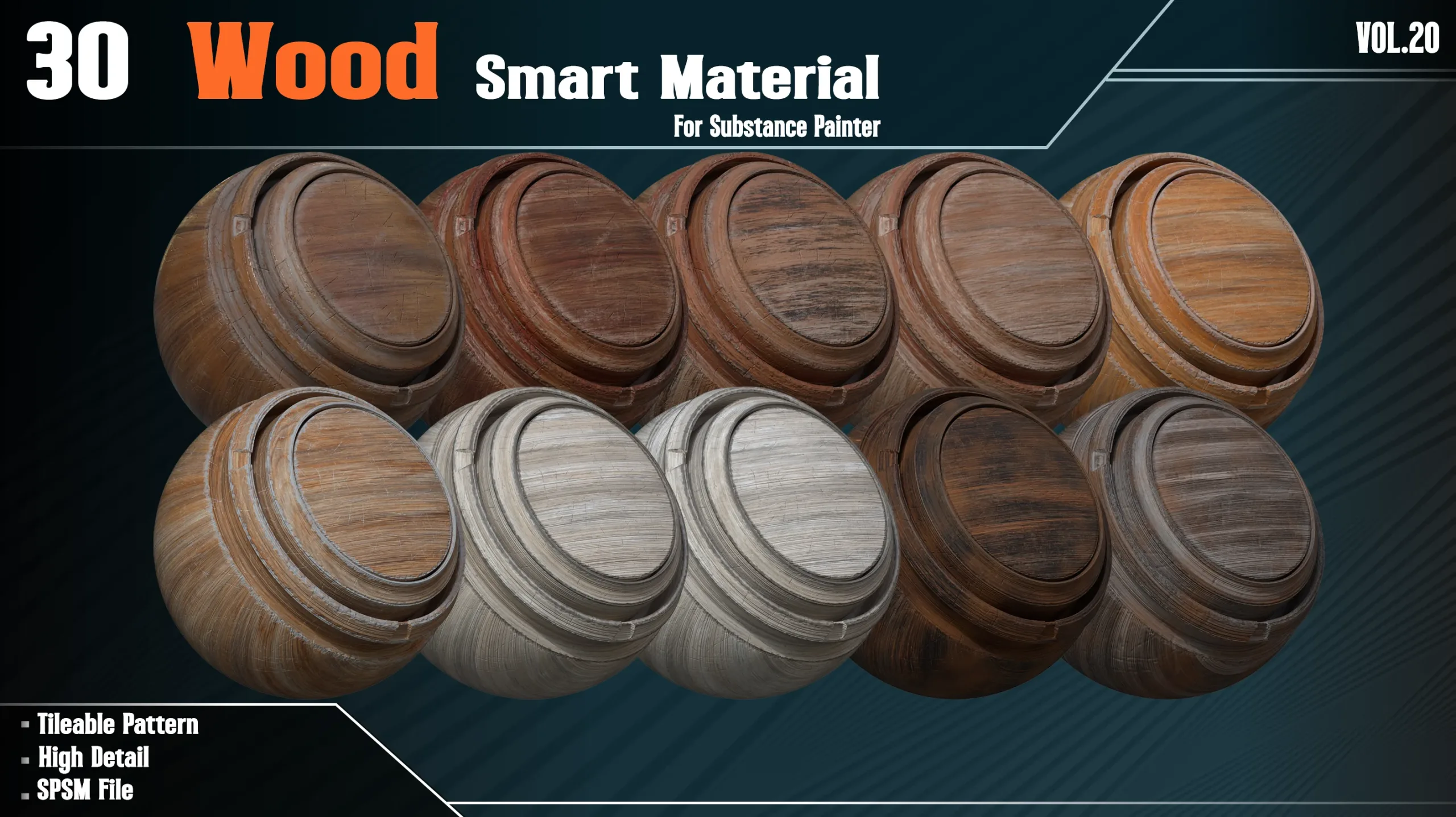 30 Wood Smart Materials - VOL20 (spsm file+2 Free Sample)