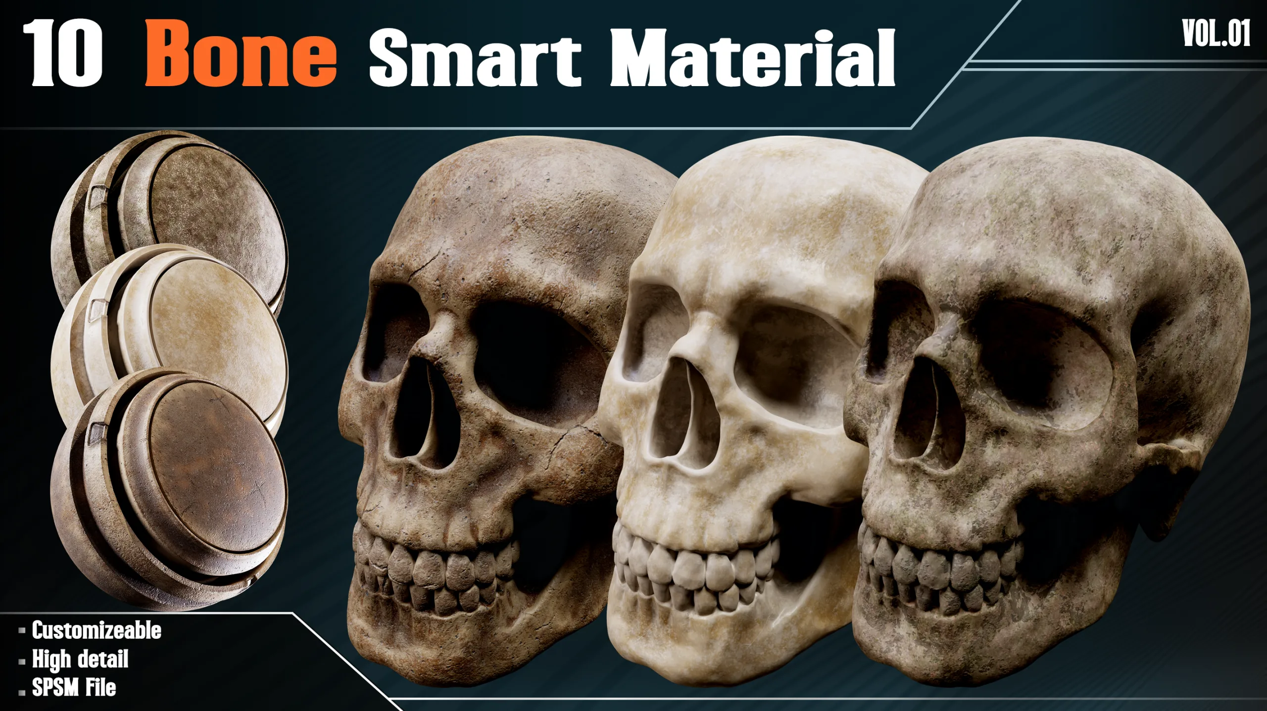 10 High Detail Bone Smart Material - Vol.01