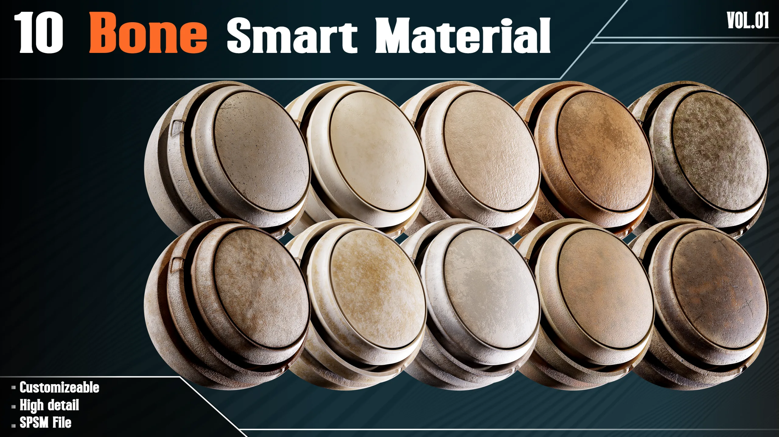 10 High Detail Bone Smart Material - Vol.01