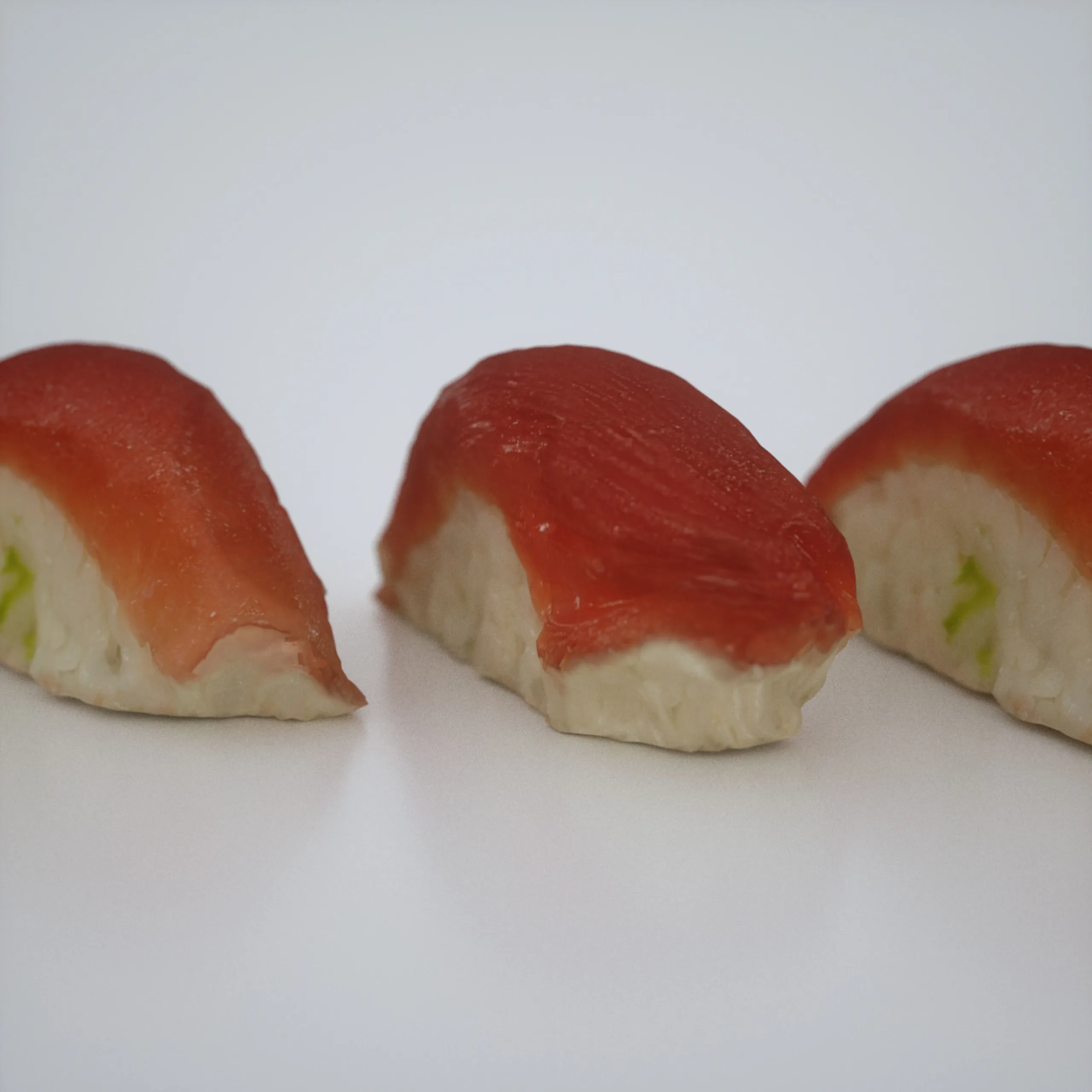 13-Piece 3D Scanned Sushi Collection: Lifelike OBJ Models with 4K Texture Map, Featuring California Rolls, Tuna Nigiri, Salmon Sashimi, and More