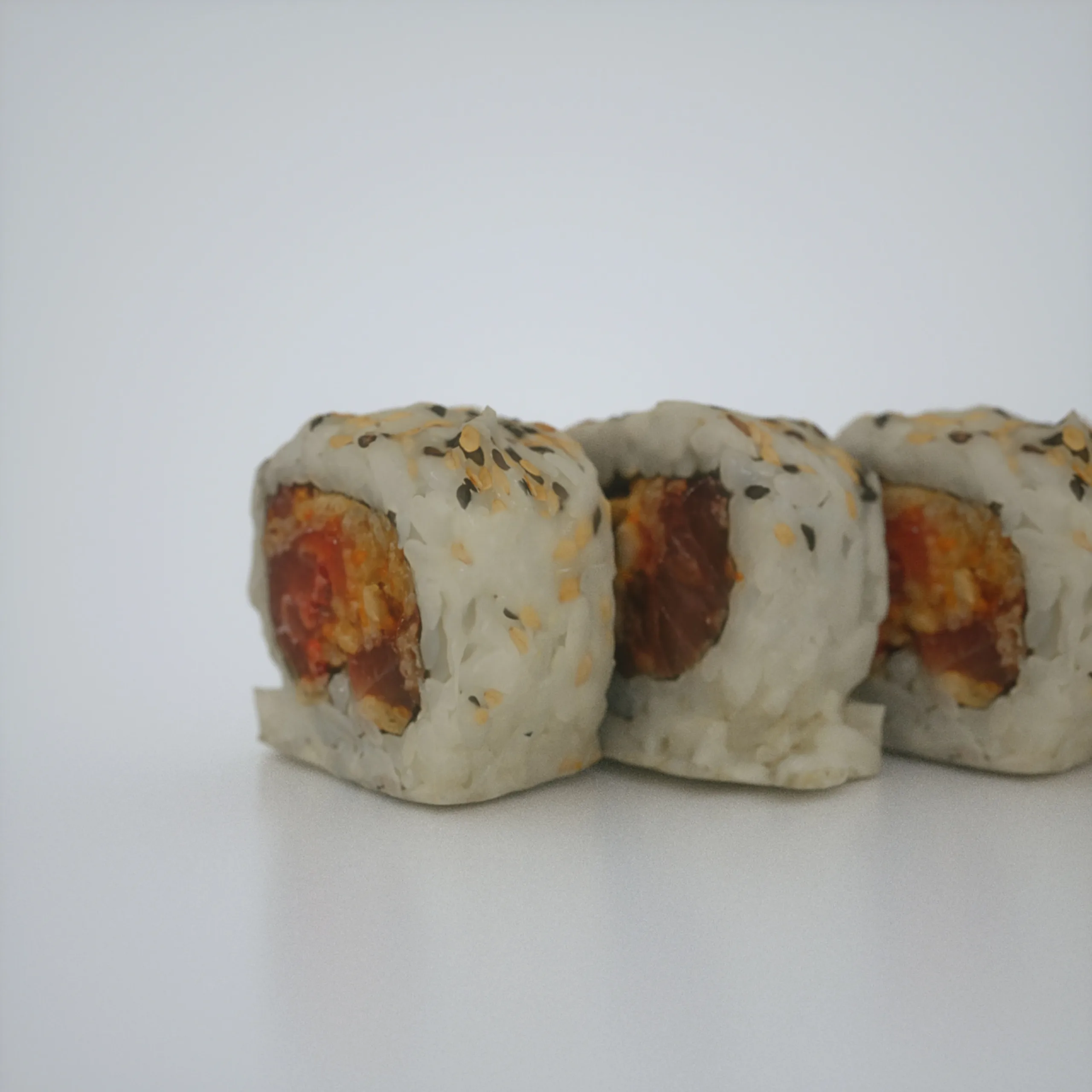 13-Piece 3D Scanned Sushi Collection: Lifelike OBJ Models with 4K Texture Map, Featuring California Rolls, Tuna Nigiri, Salmon Sashimi, and More