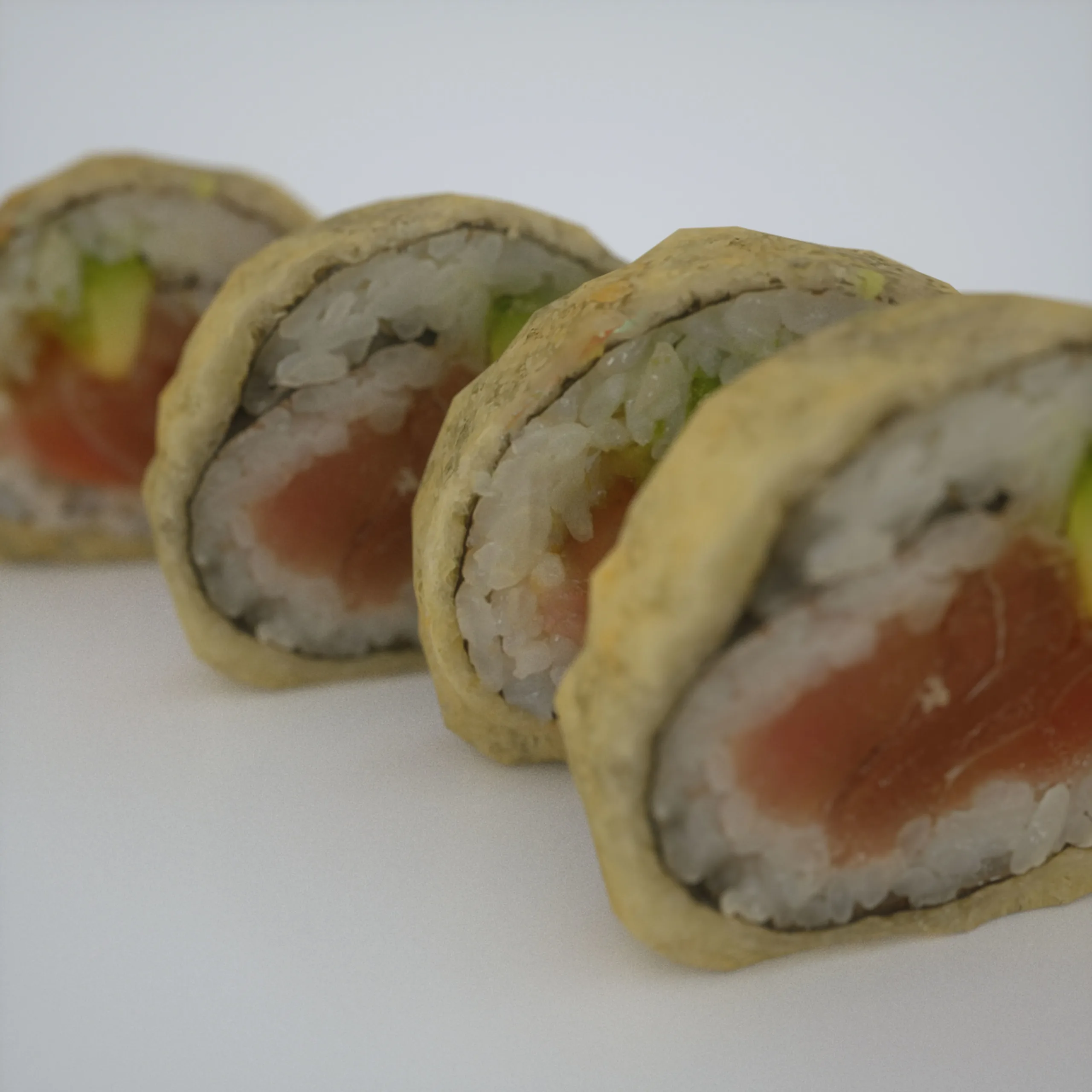 13-Piece 3D Scanned Sushi Collection: Lifelike OBJ Models with 4K Texture Map, Featuring California Rolls, Tuna Nigiri, Salmon Sashimi, and More