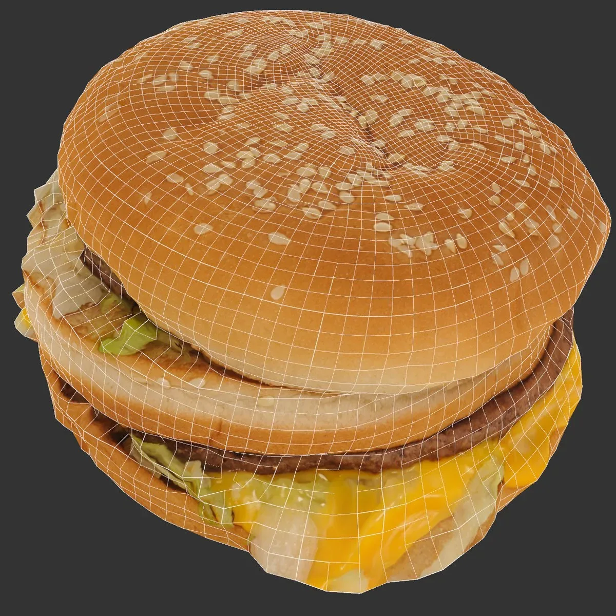 Photorealistic Hamburger 3D Model Fast Food