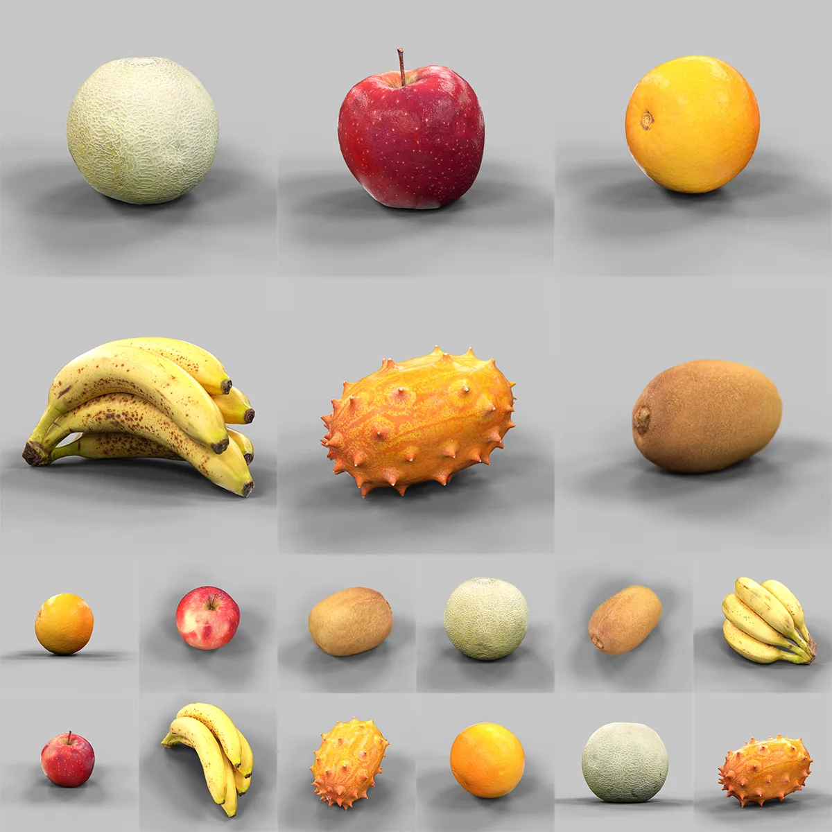 Realistic 3D Scanned Model Collection of 25 Fruits and Vegetables with OBJ Format and 2k JPG Textures