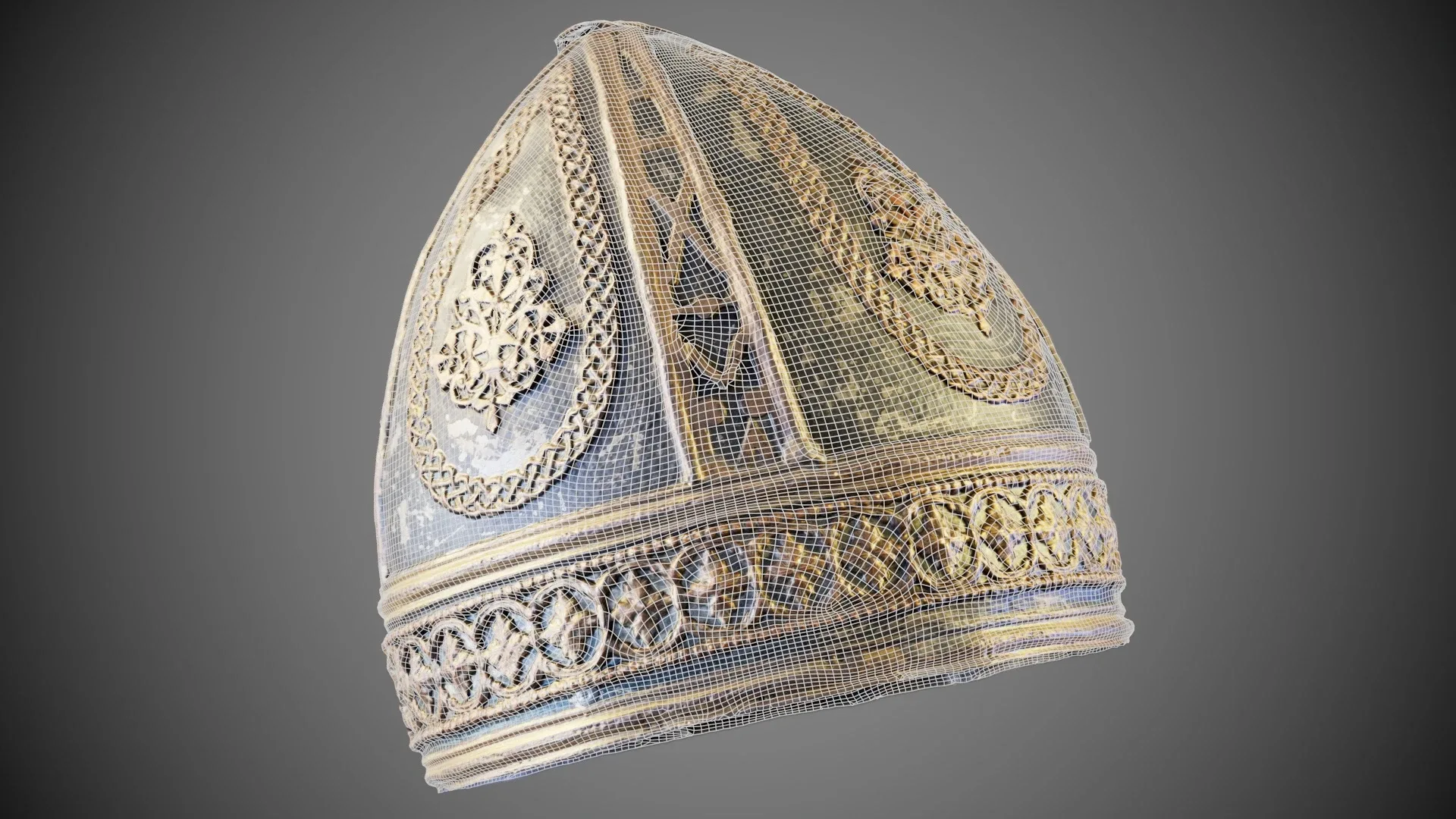 Photorealistic 3D Scanned Headwear Pointy Decorated Helmet Hat