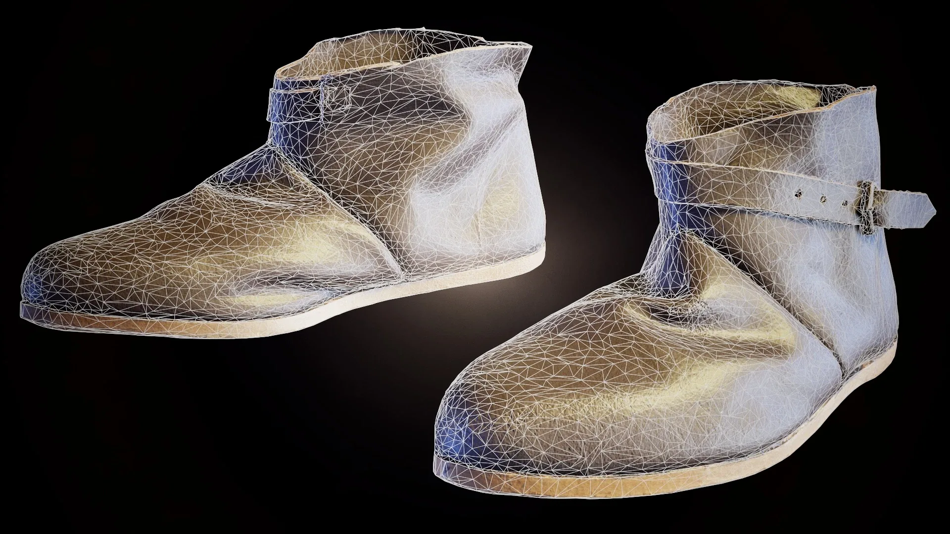 Photorealistic 3D Scanned Footwear Medieval Shoe