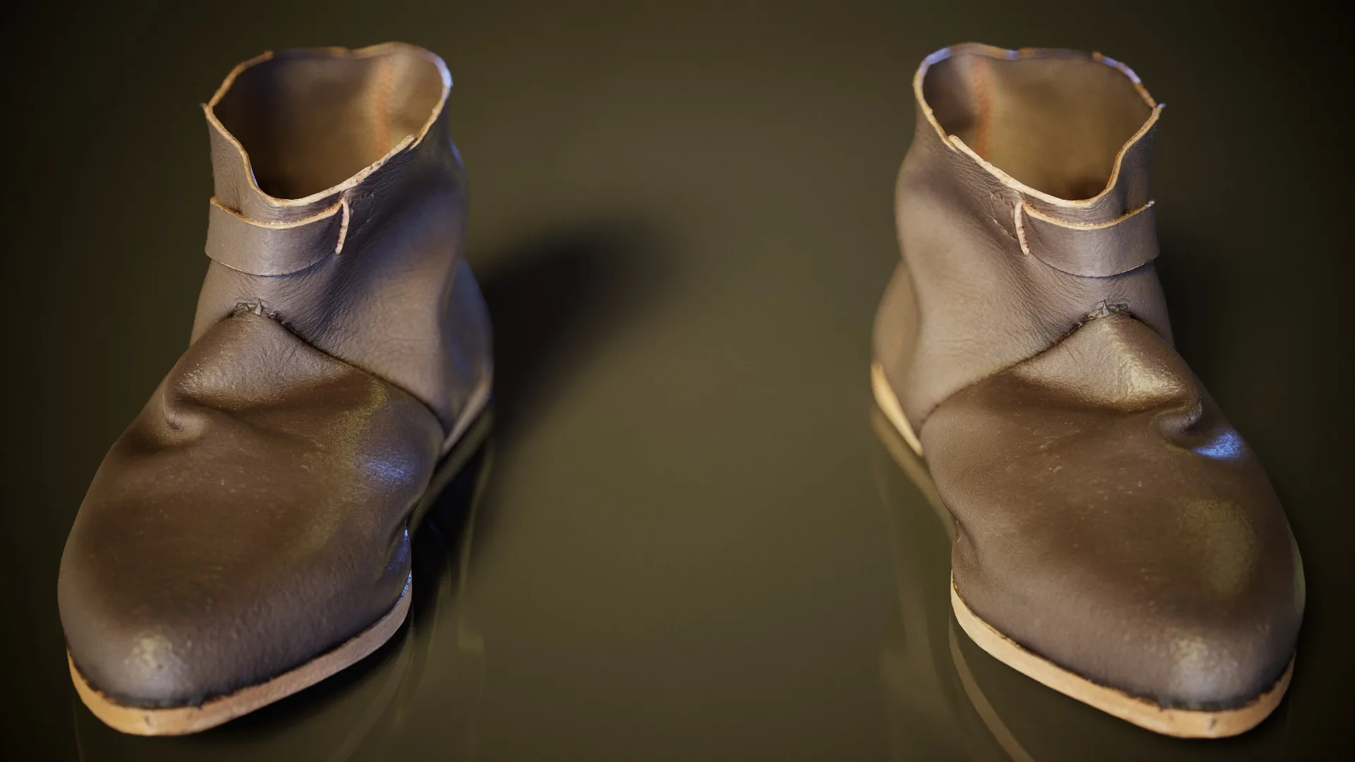 Photorealistic 3D Scanned Footwear Medieval Shoe