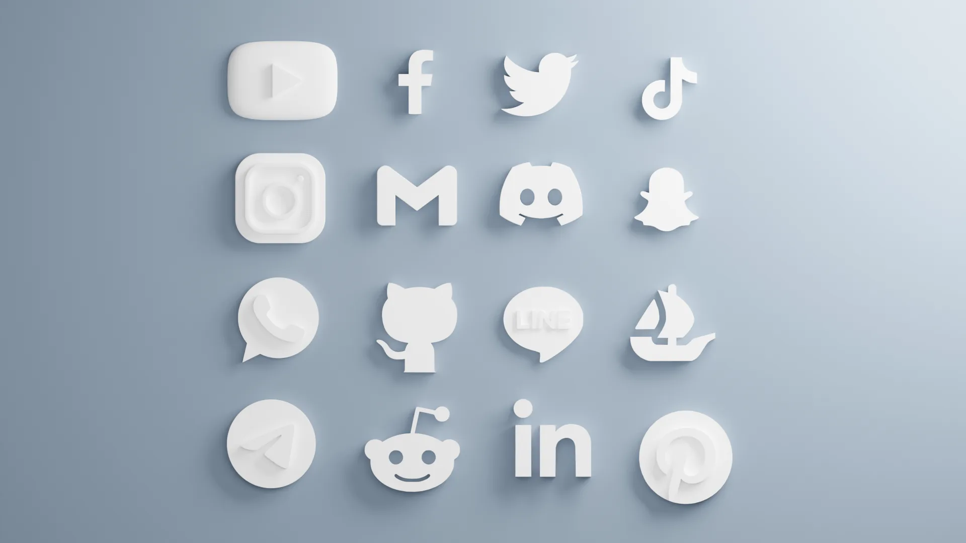 Set of Social Media 3D Icons