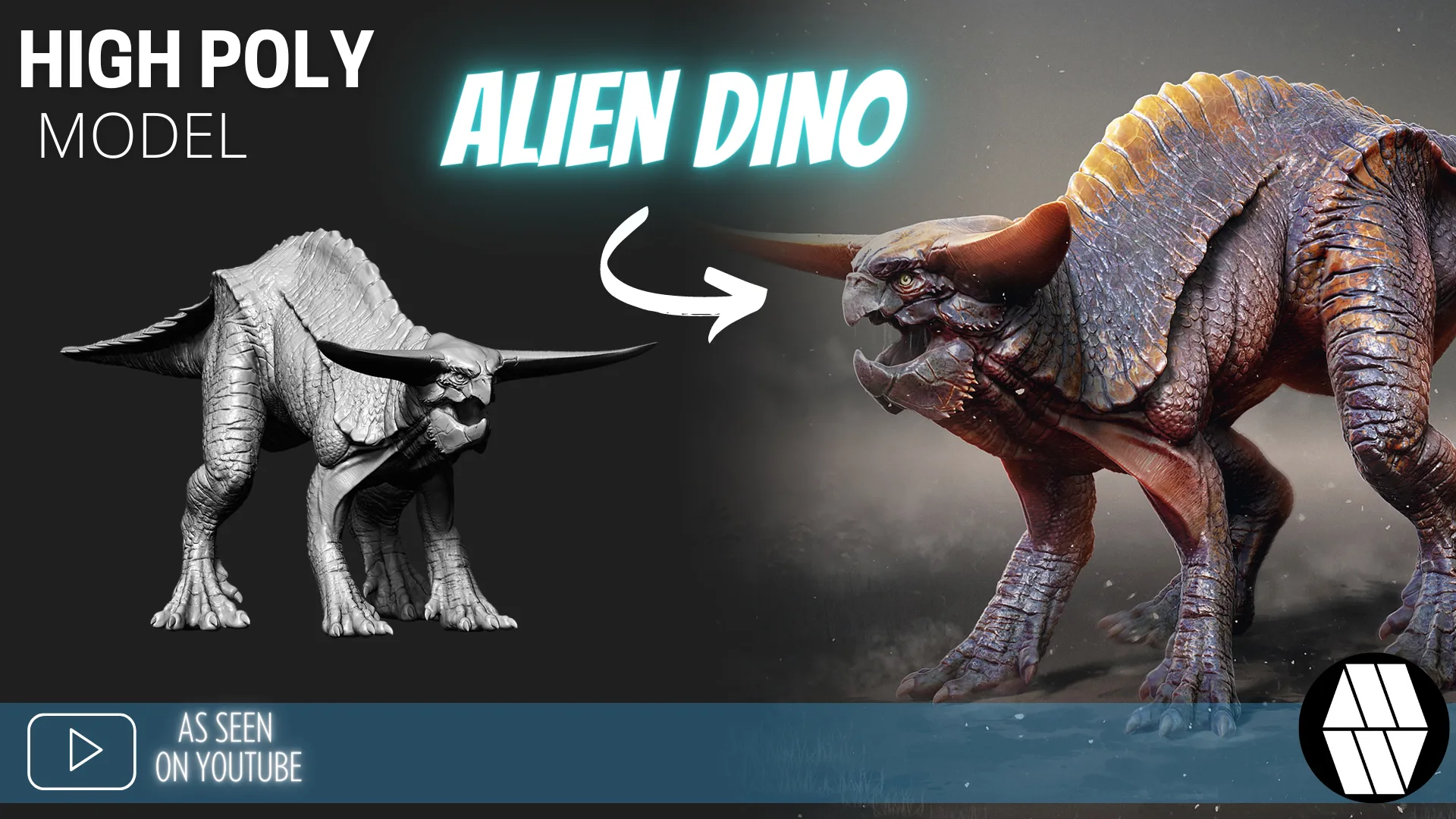 ZBrush Model: Alien Dino High Poly ZTL & FBX