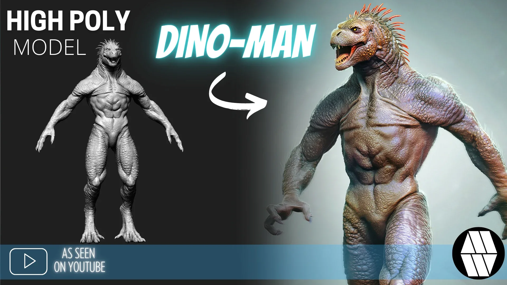 ZBrush Model: Dino-Man High Poly ZTL & FBX