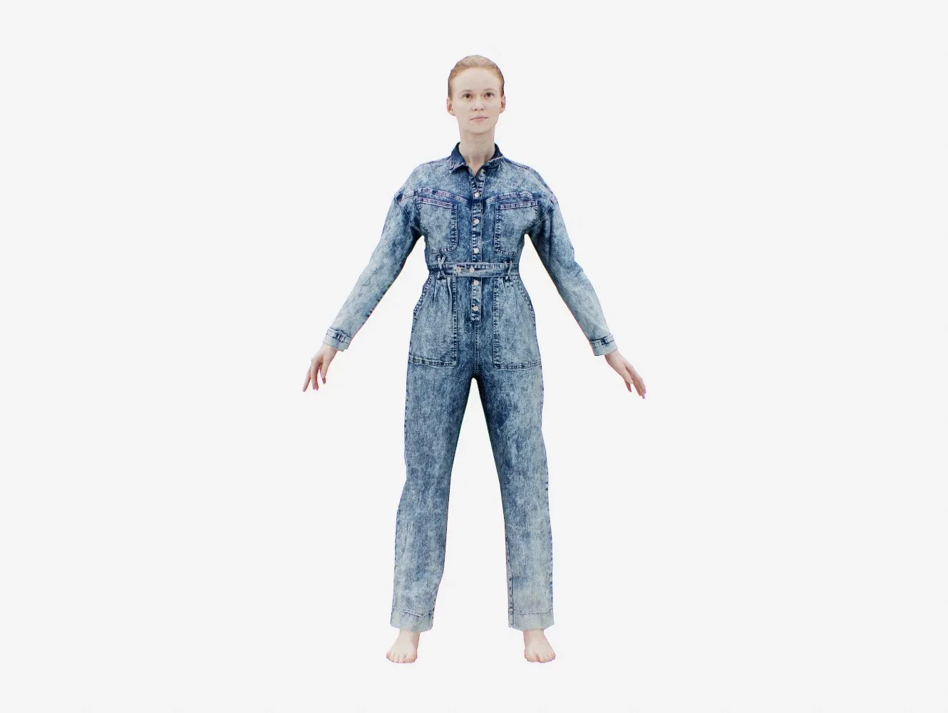 Realistic 3D Scanned Model of a Woman - Jeans Salopet 001