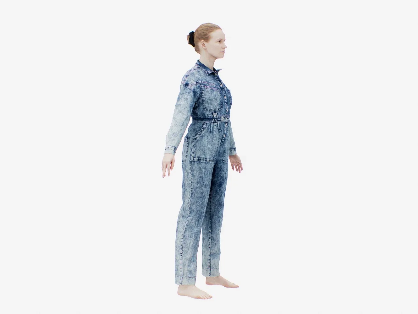 Realistic 3D Scanned Model of a Woman - Jeans Salopet 001