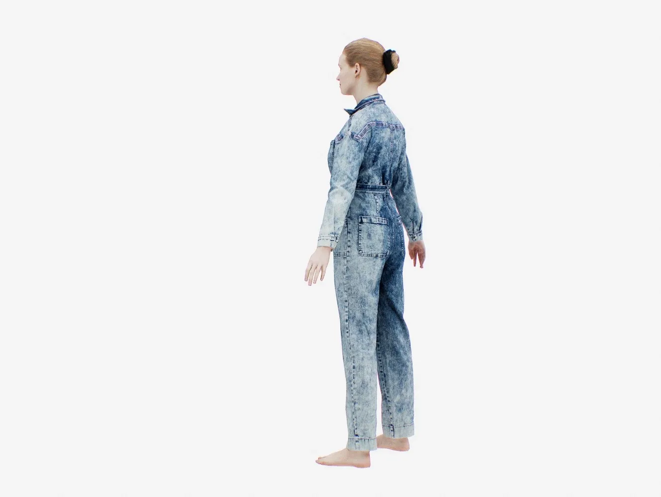 Realistic 3D Scanned Model of a Woman - Jeans Salopet 001