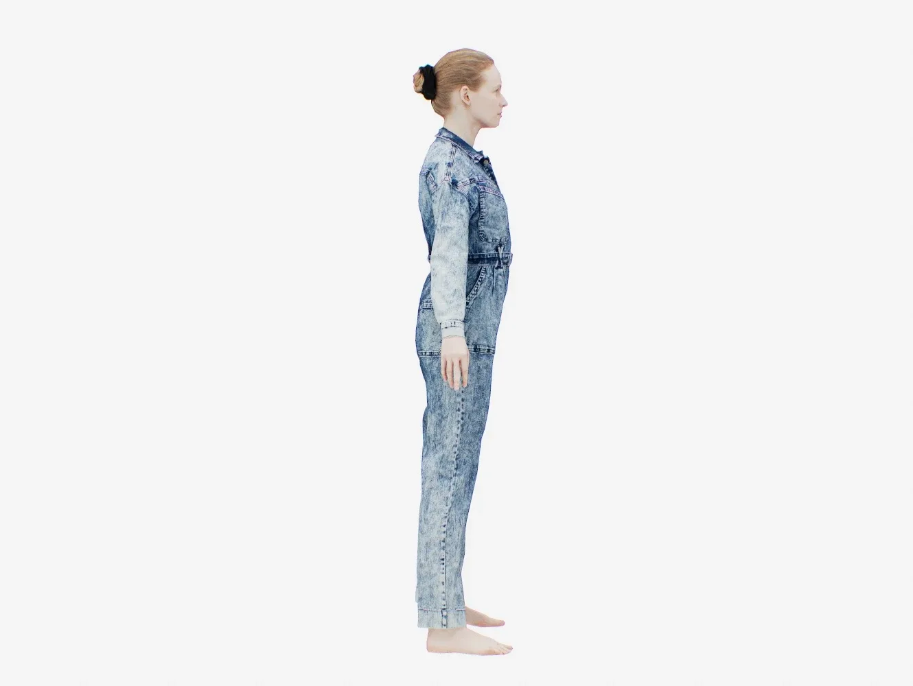 Realistic 3D Scanned Model of a Woman - Jeans Salopet 001