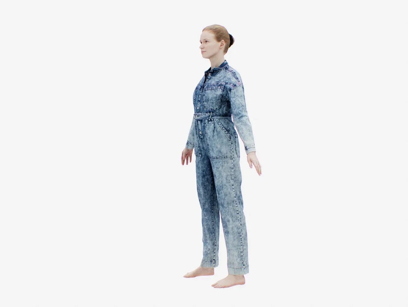 Realistic 3D Scanned Model of a Woman - Jeans Salopet 001