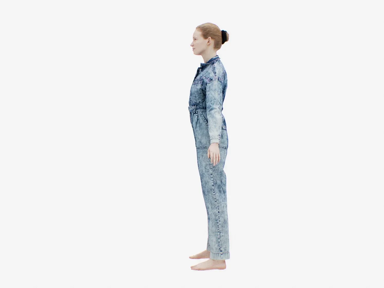 Realistic 3D Scanned Model of a Woman - Jeans Salopet 001