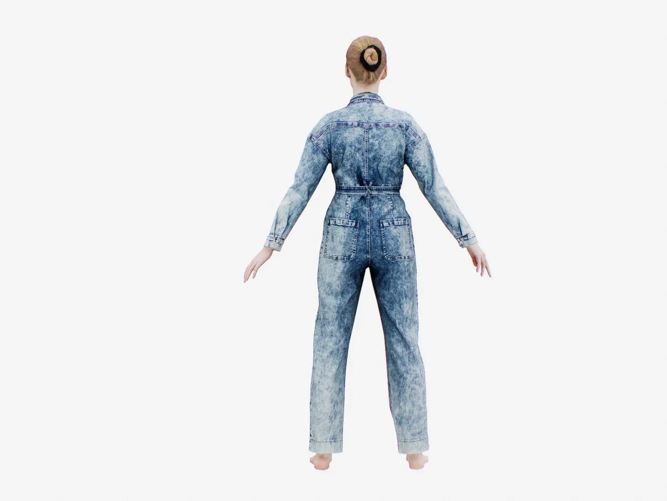 Realistic 3D Scanned Model of a Woman - Jeans Salopet 001