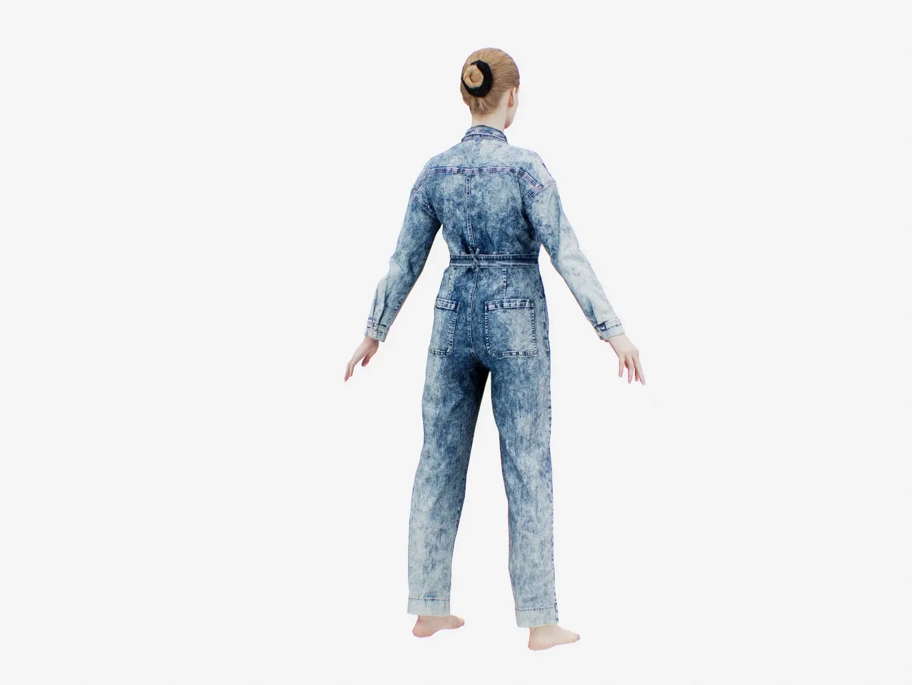 Realistic 3D Scanned Model of a Woman - Jeans Salopet 001