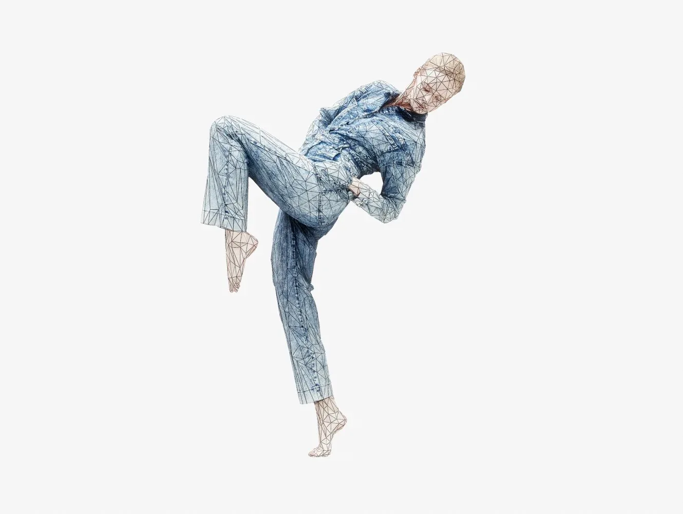 Realistic 3D Scanned Model of a Woman - Jeans Salopet 004