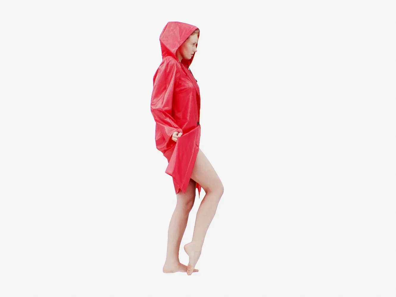 Realistic 3D Scanned Model of a Woman - Raincoat 008