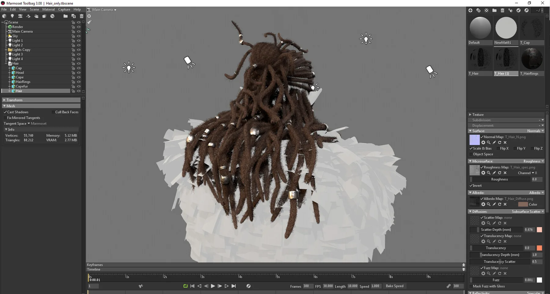 Realtime Dreadlocks- game ready asset