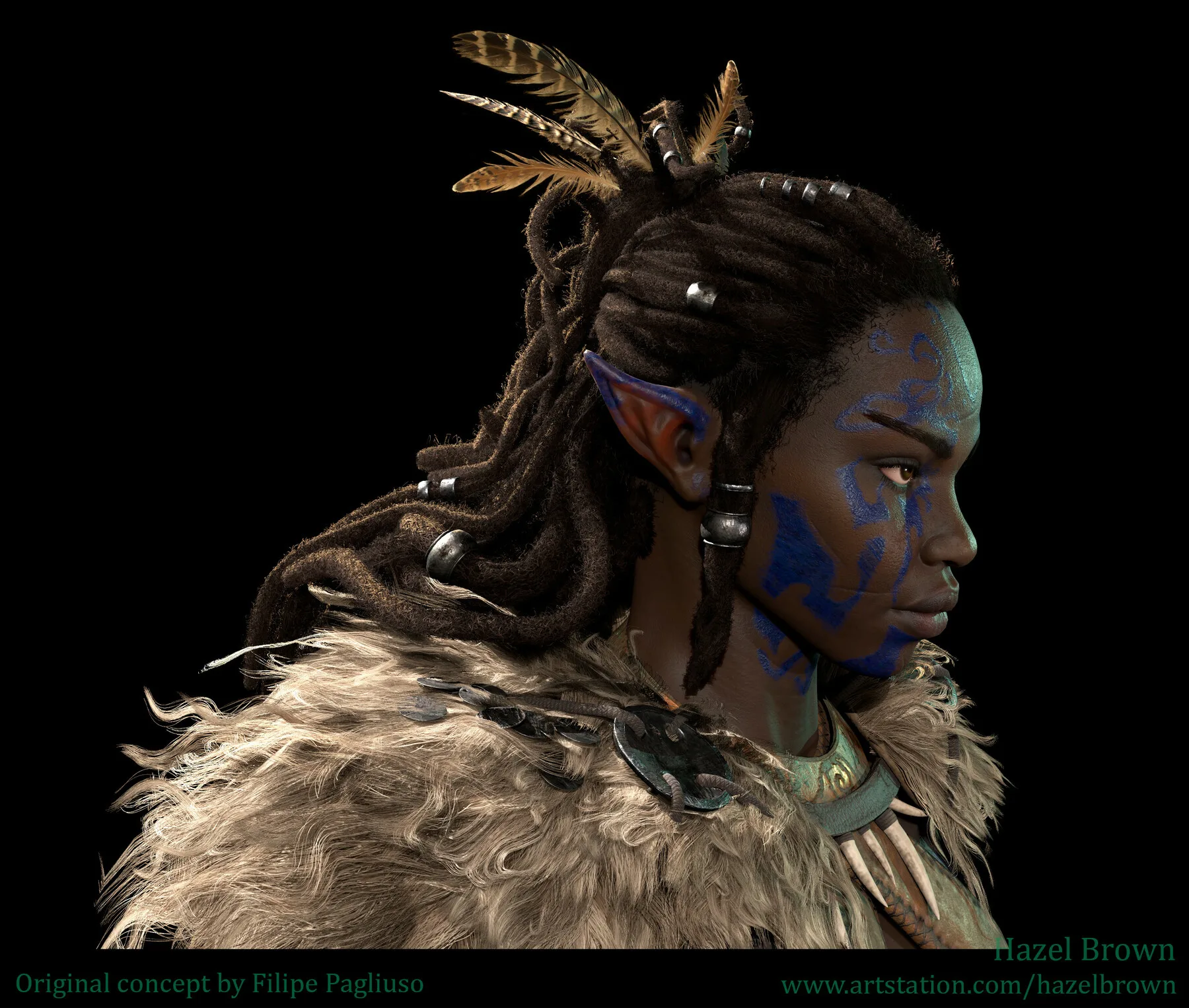 Forest Elf- Realtime dreadlocks marmoset scene