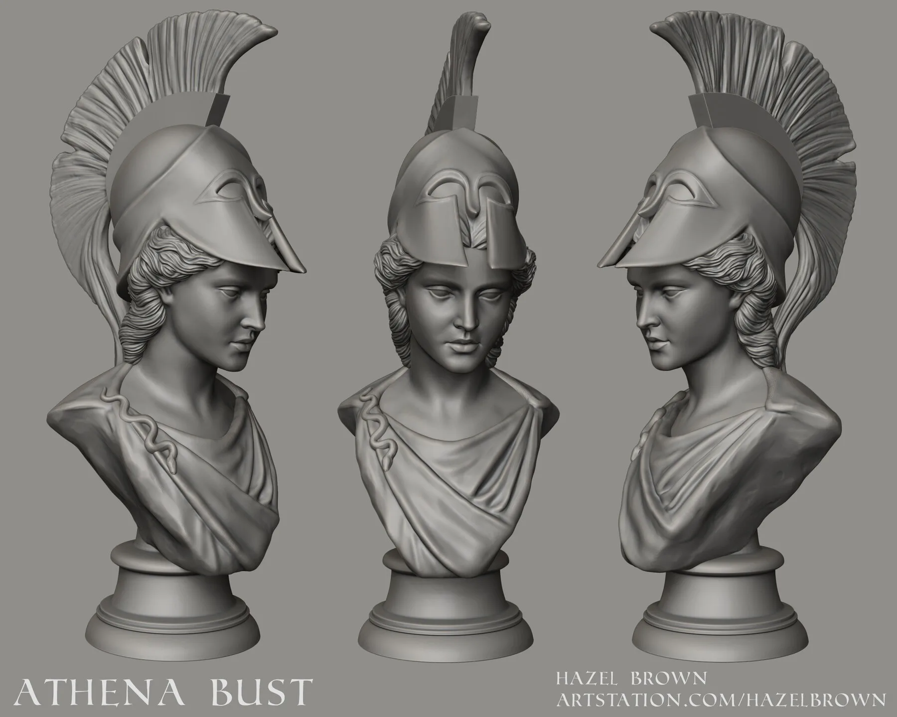 Athena bust for 3D printing