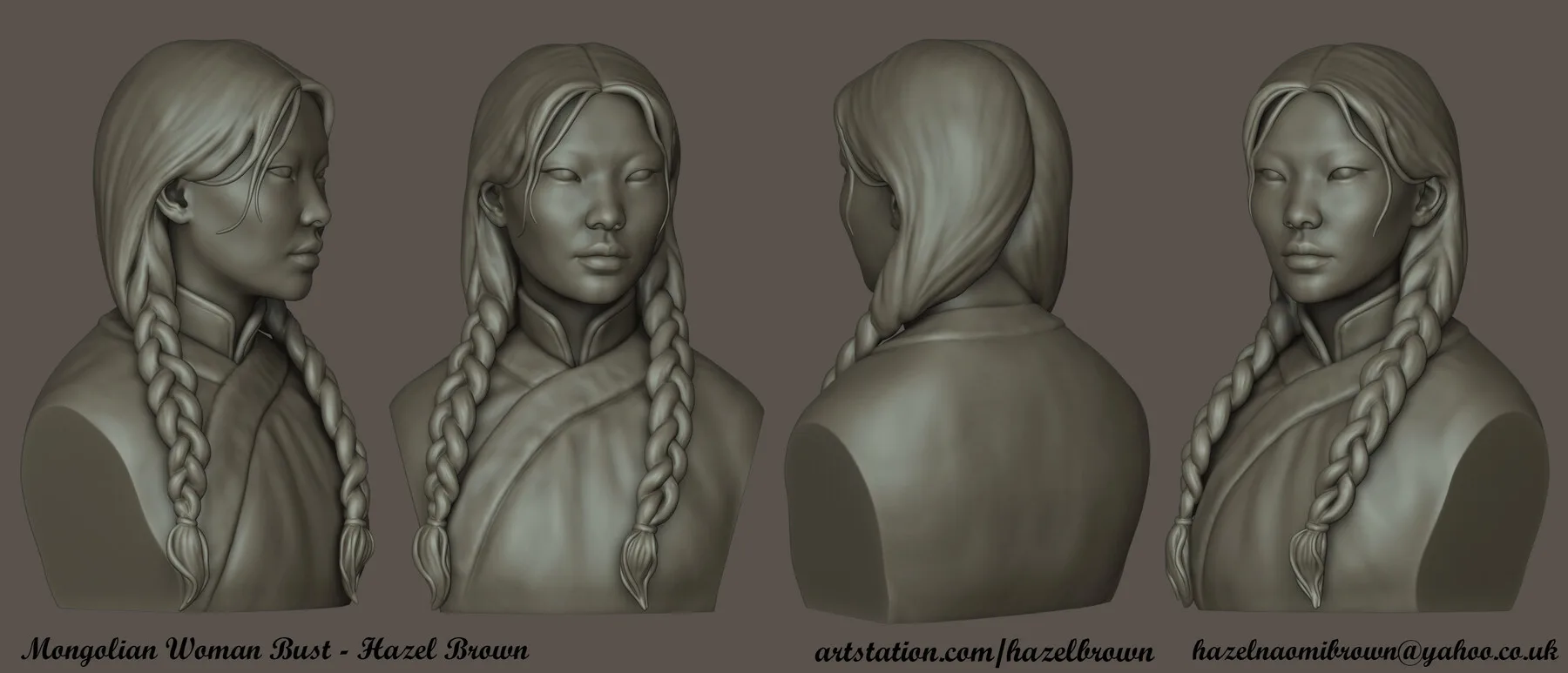 Mongolian woman bust for 3D Printing (pre-supported)