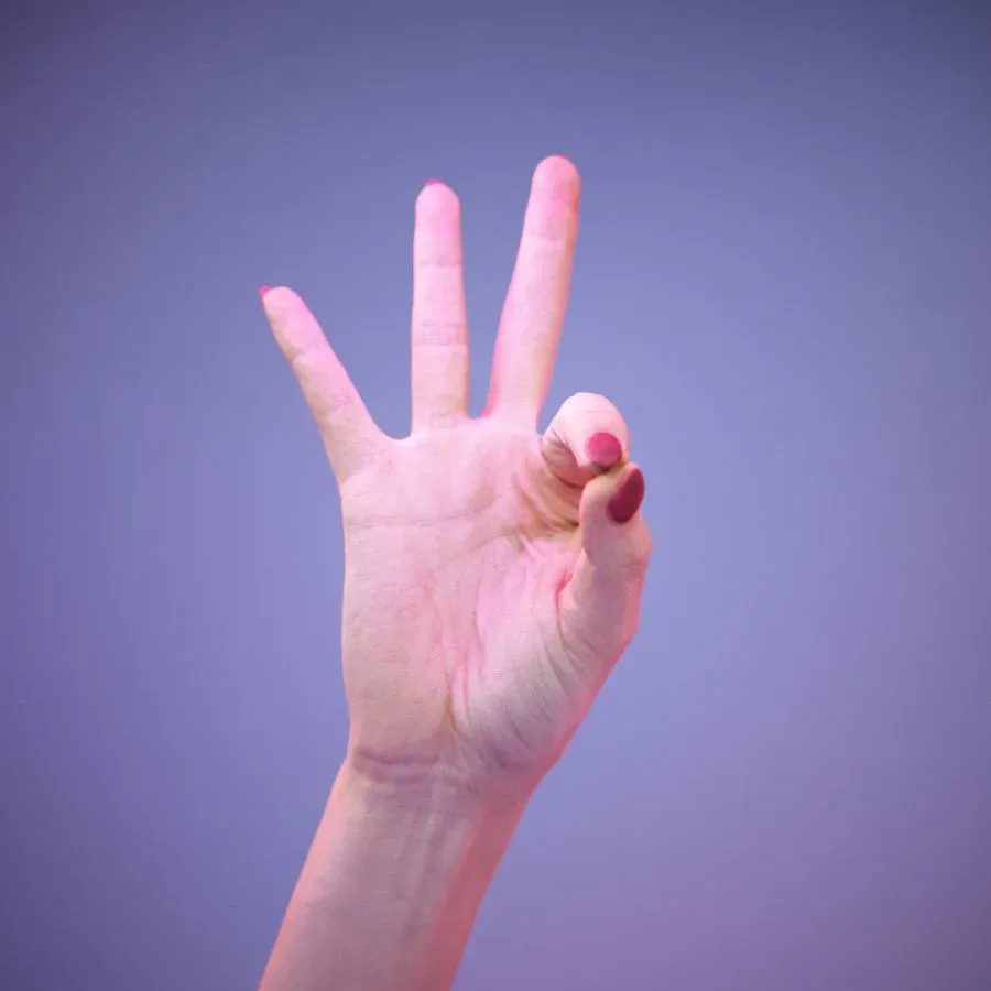 36 Highly Detailed 3D Scanned Women's Hands in American Sign Language