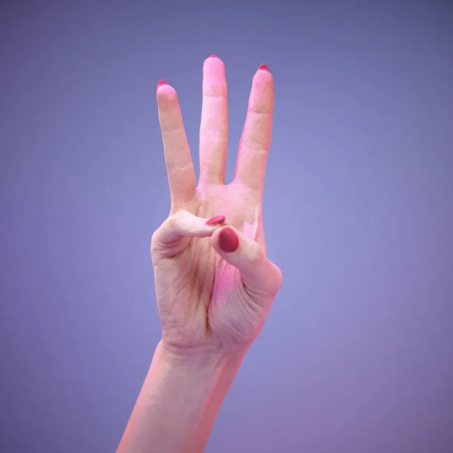 36 Highly Detailed 3D Scanned Women's Hands in American Sign Language