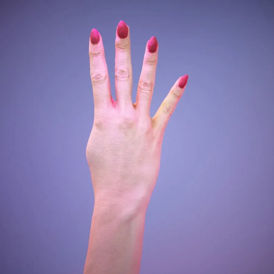 36 Highly Detailed 3D Scanned Women's Hands in American Sign Language