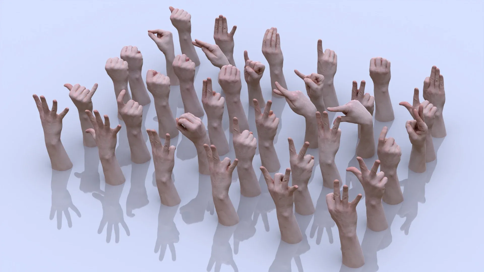 36 Photorealistic 3D Scanned Men's Hands