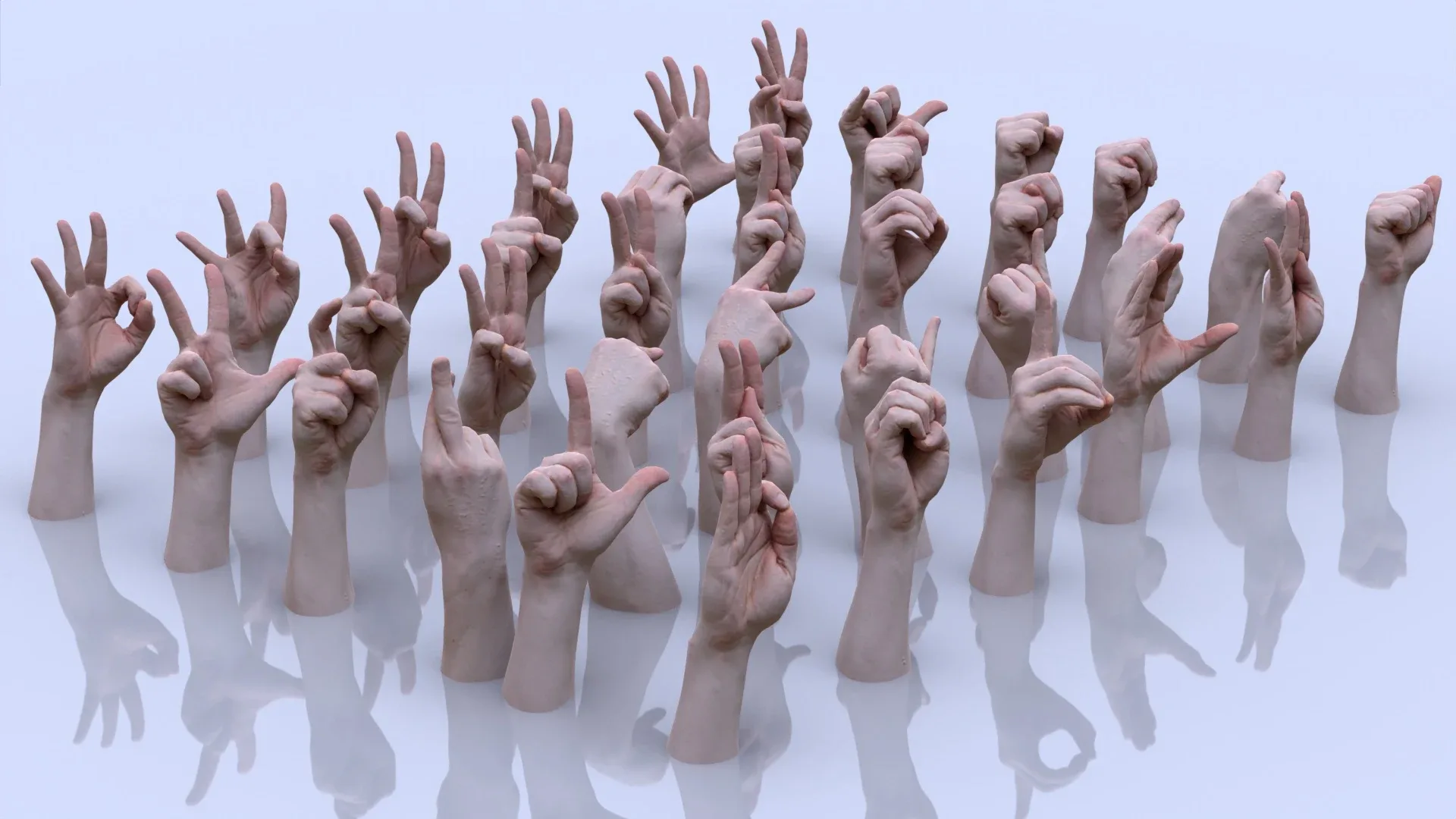 36 Photorealistic 3D Scanned Men's Hands