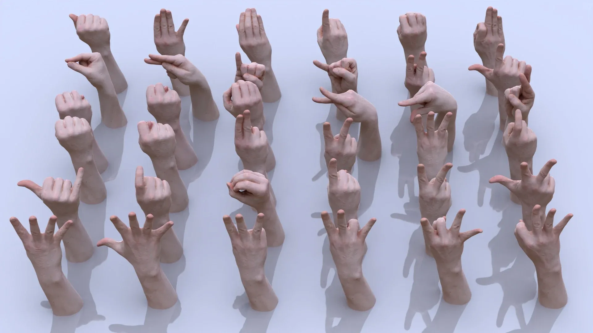 36 Photorealistic 3D Scanned Men's Hands