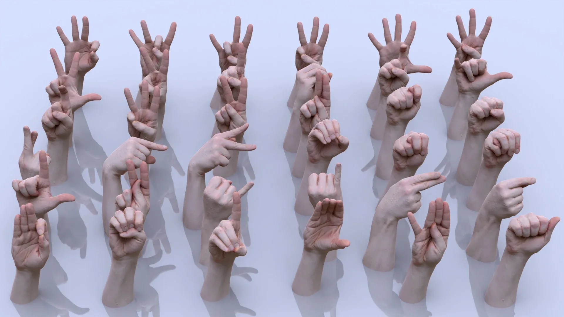 36 Photorealistic 3D Scanned Men's Hands