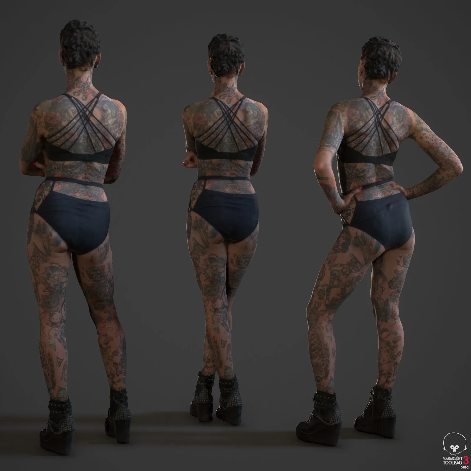 3D Scanned Woman with Tattoos Collection