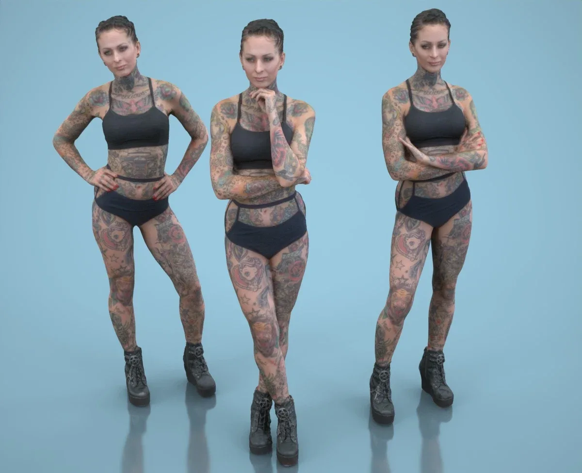 3D Scanned Woman with Tattoos Collection