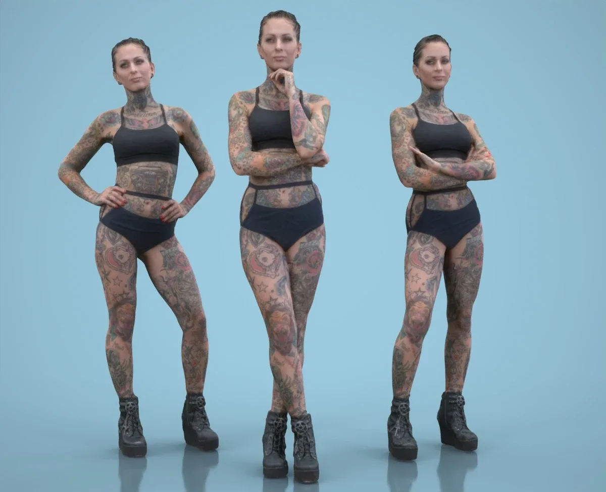 3D Scanned Woman with Tattoos Collection