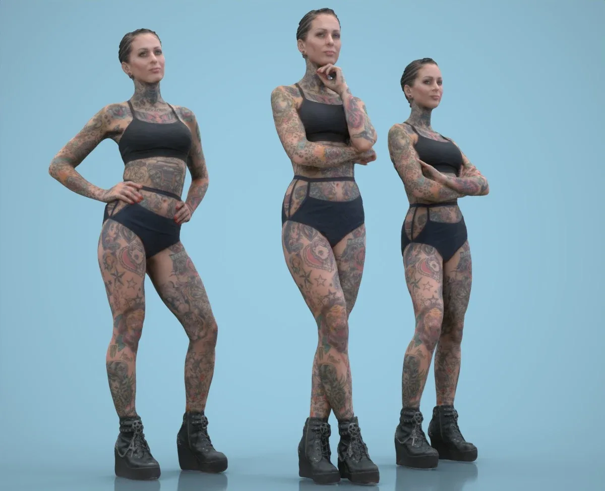3D Scanned Woman with Tattoos Collection