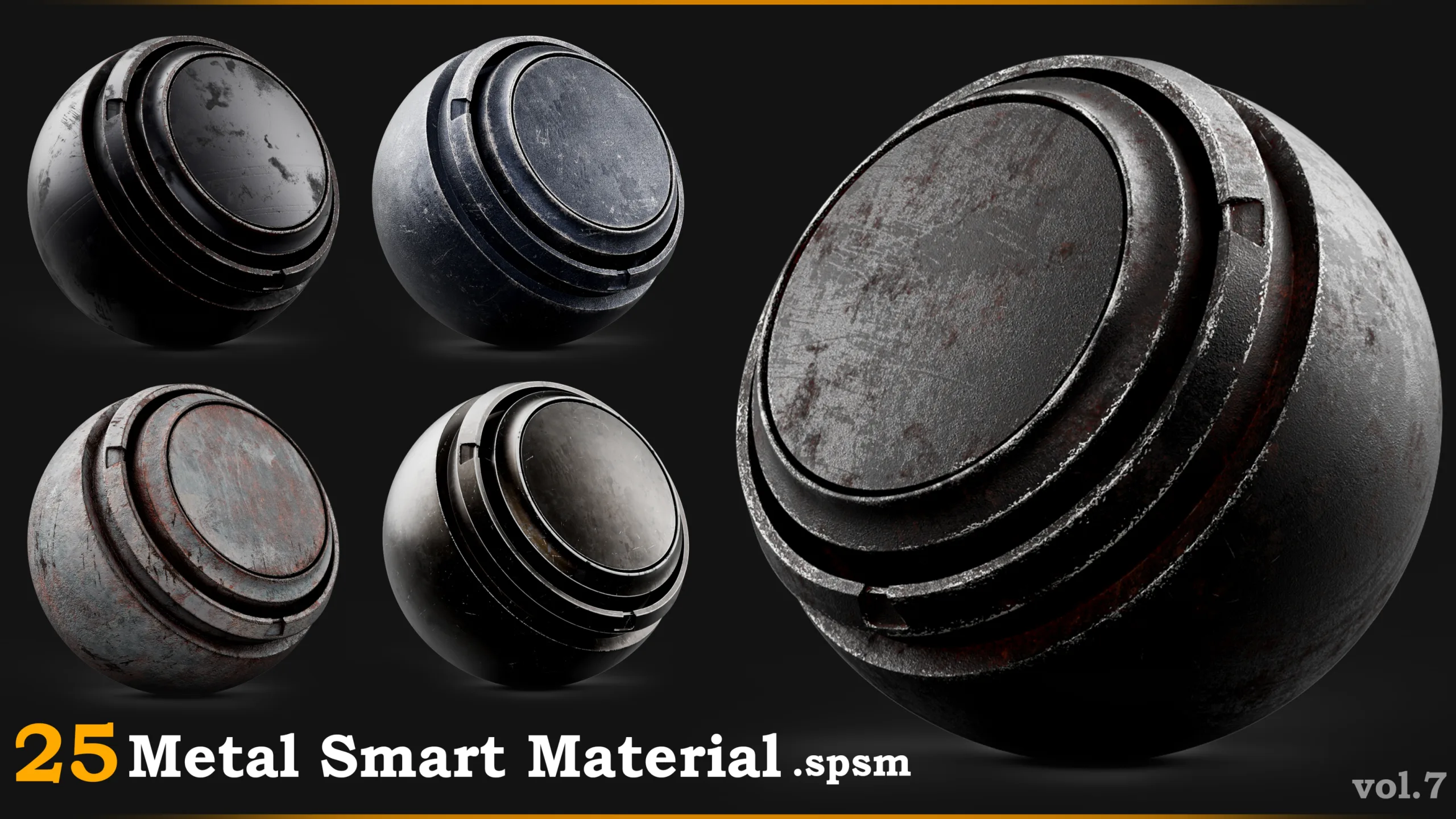 25 Metal Smart Material for Substance 3D Painter_Vol.7