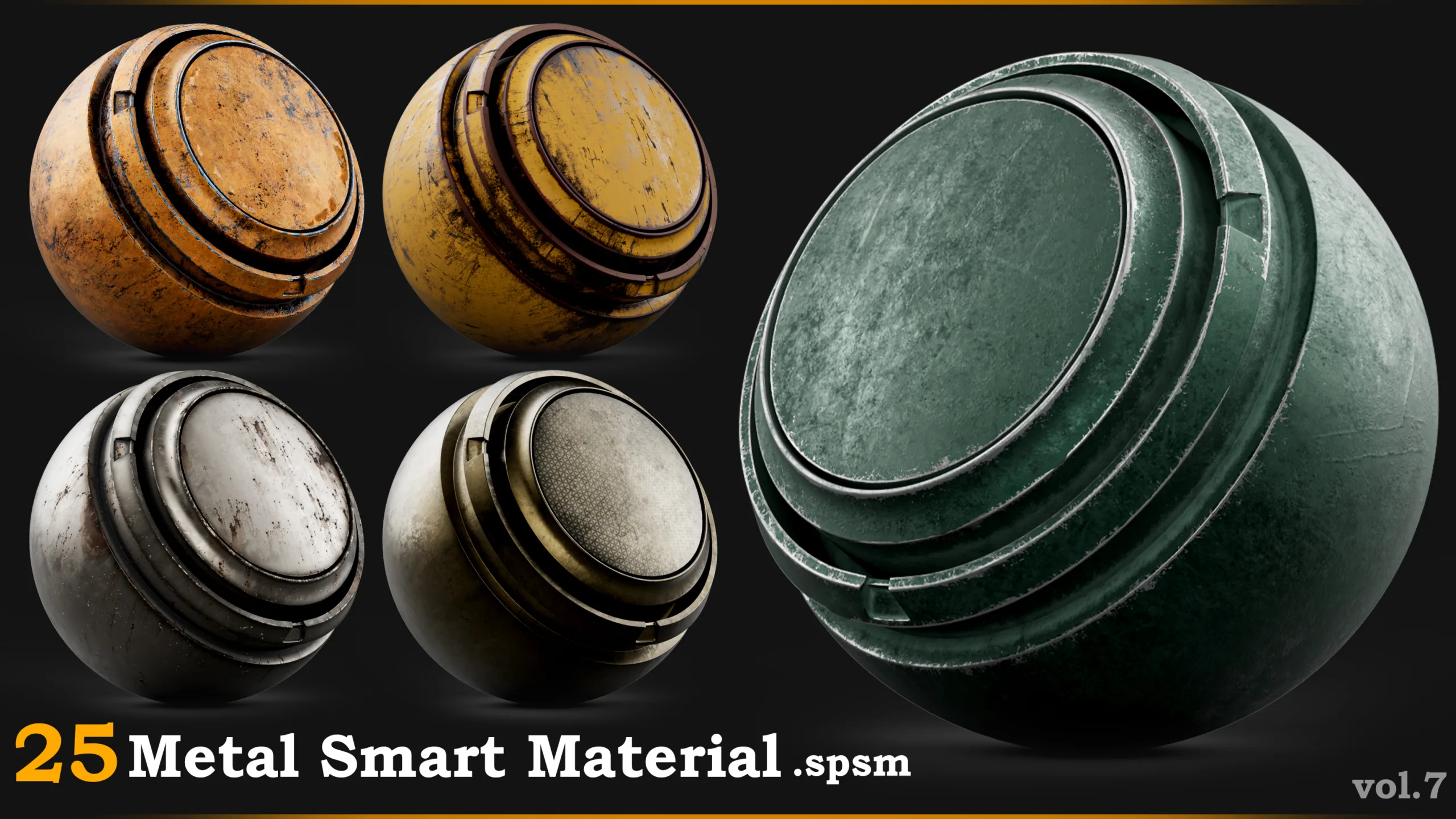 25 Metal Smart Material for Substance 3D Painter_Vol.7