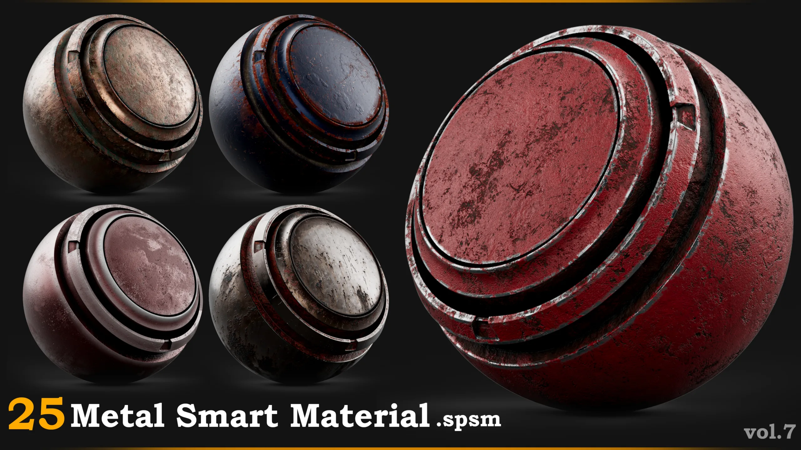 25 Metal Smart Material for Substance 3D Painter_Vol.7