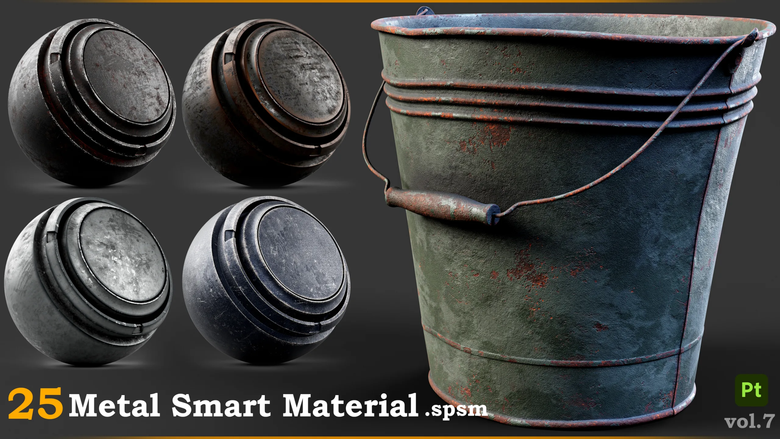 25 Metal Smart Material for Substance 3D Painter_Vol.7