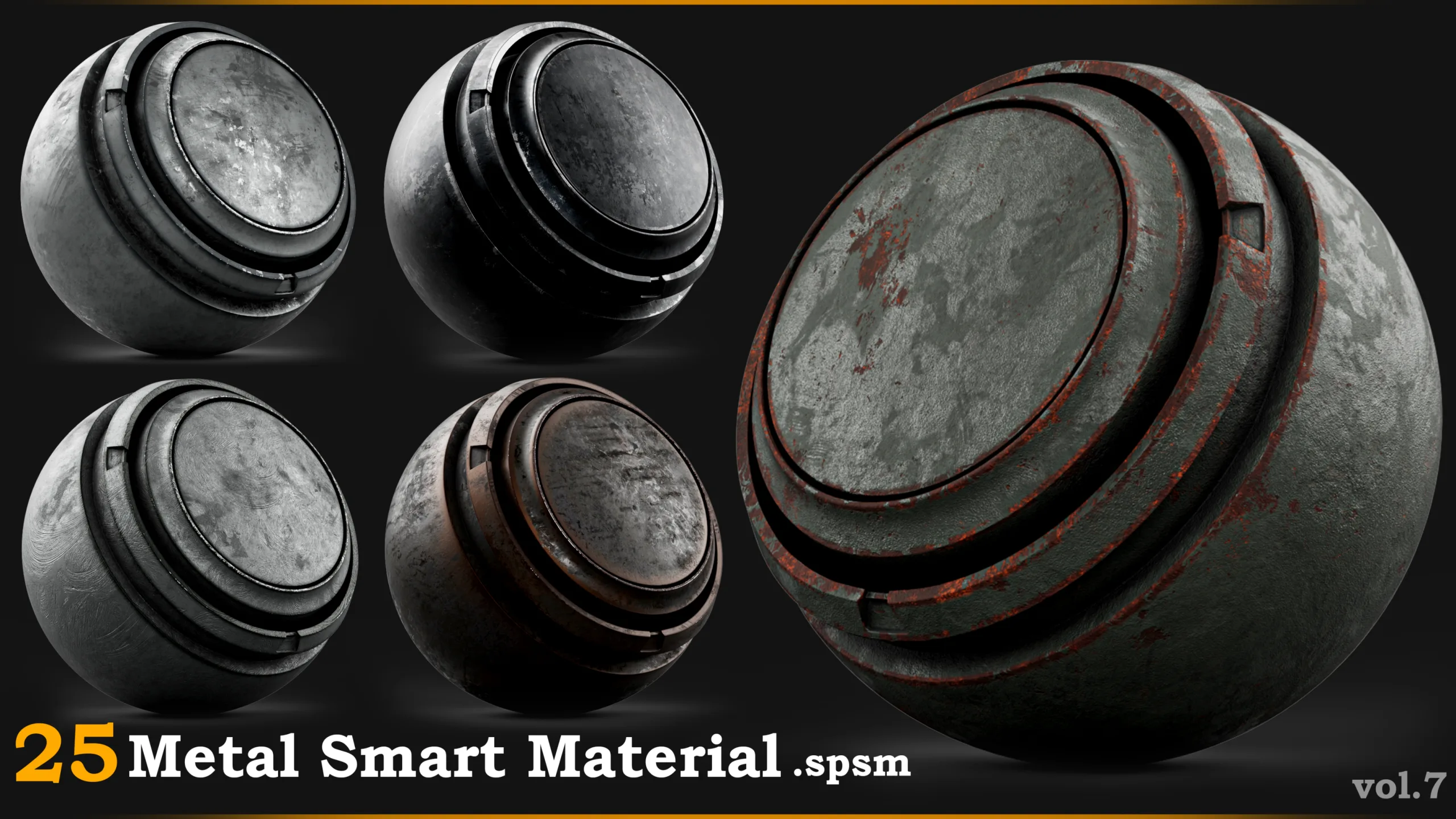 25 Metal Smart Material for Substance 3D Painter_Vol.7