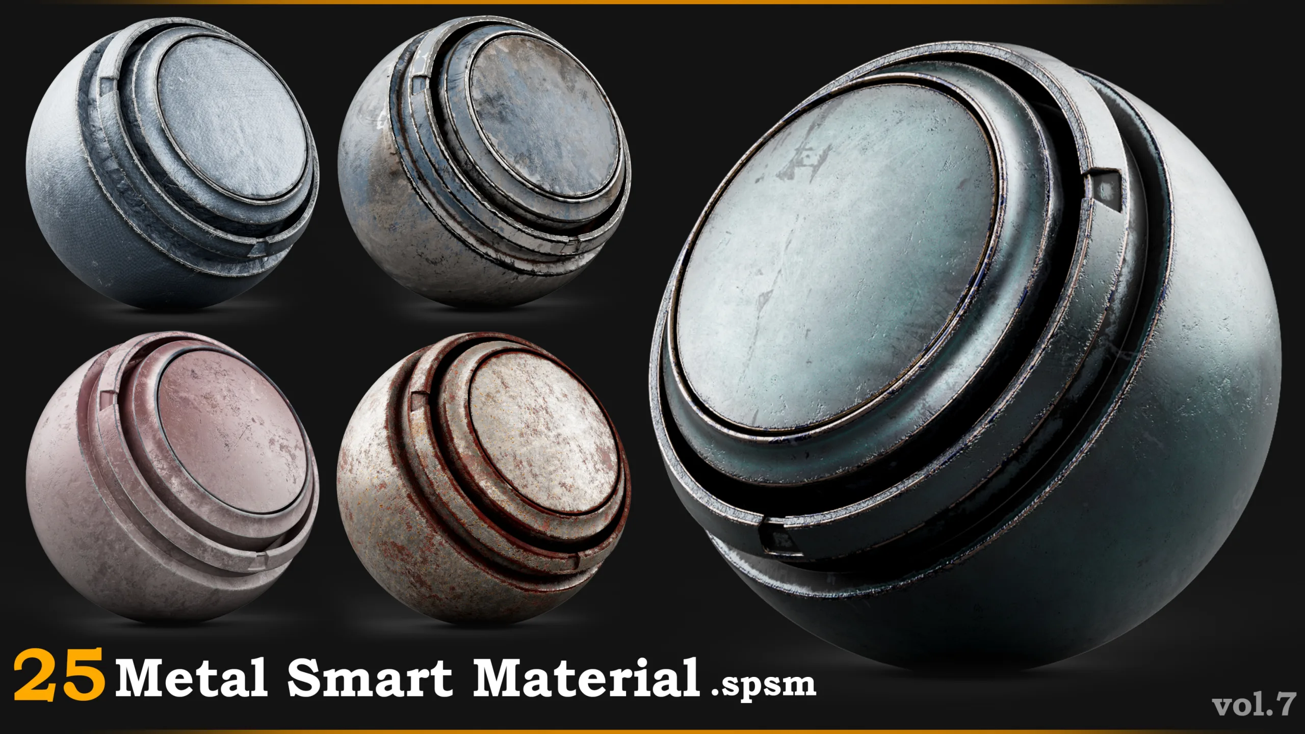 25 Metal Smart Material for Substance 3D Painter_Vol.7