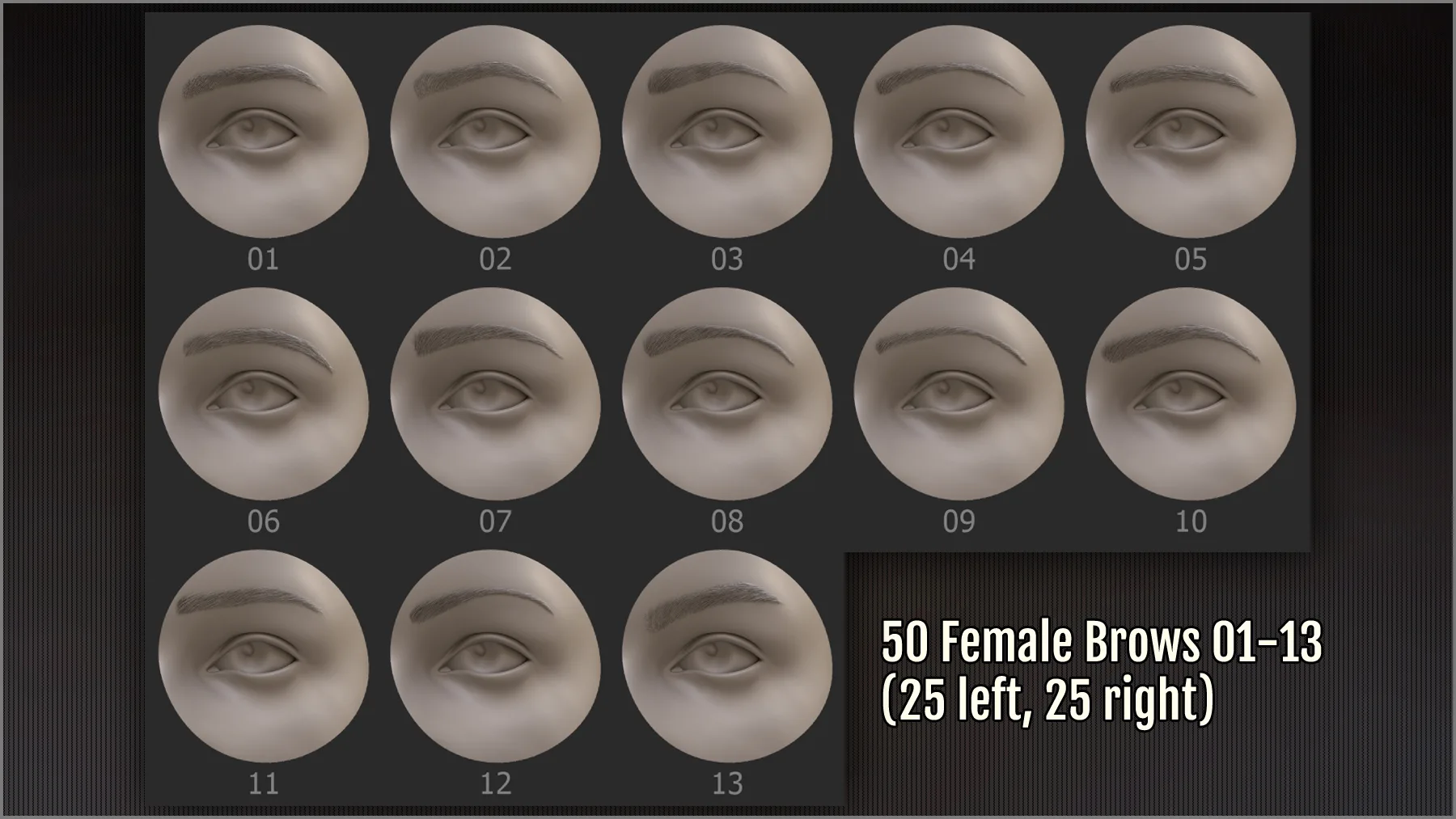 Eyebrows Maker 100 ZBrush IM brushes and 100 OBJs