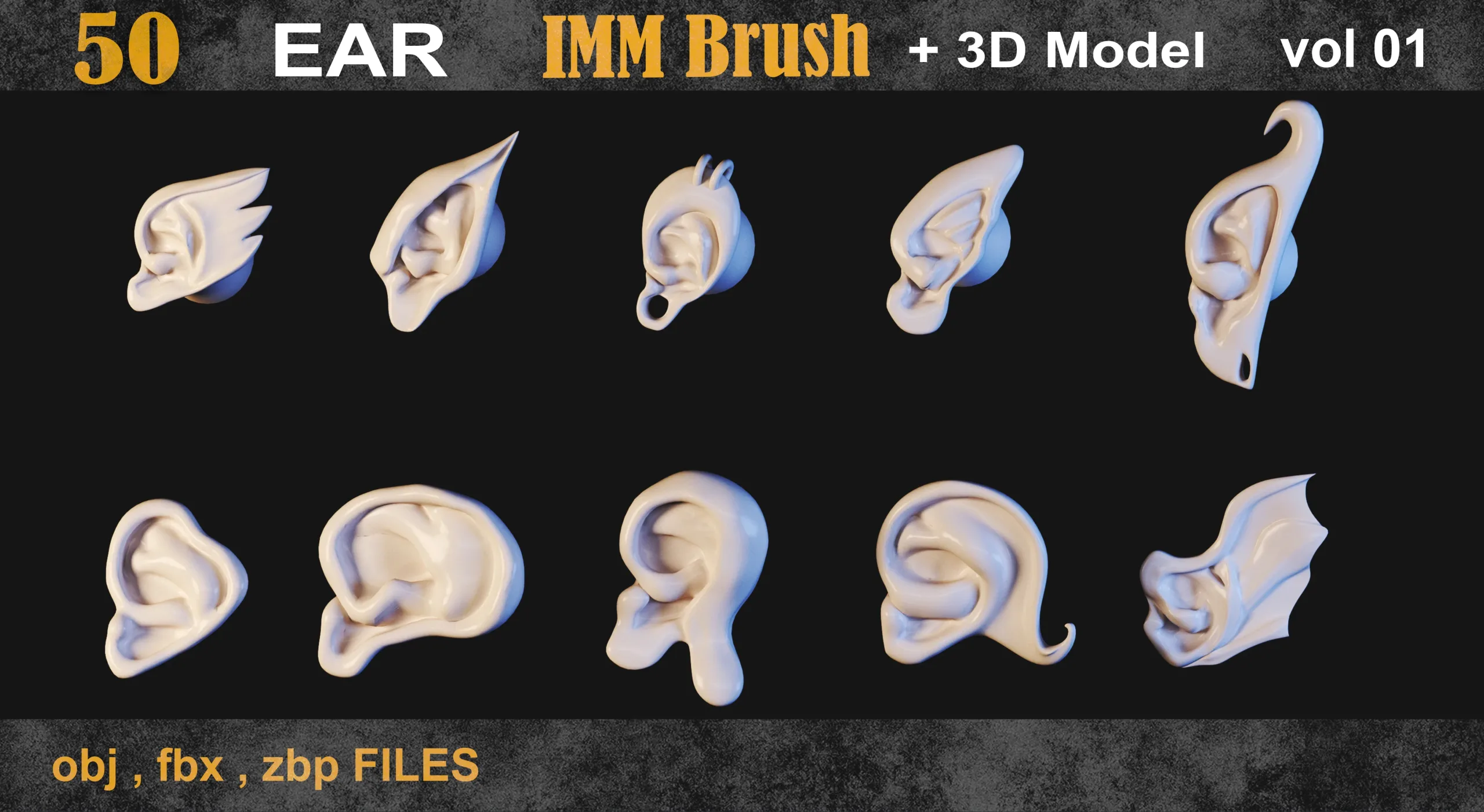 50 Ear IMM Brush + 3d model vol 01