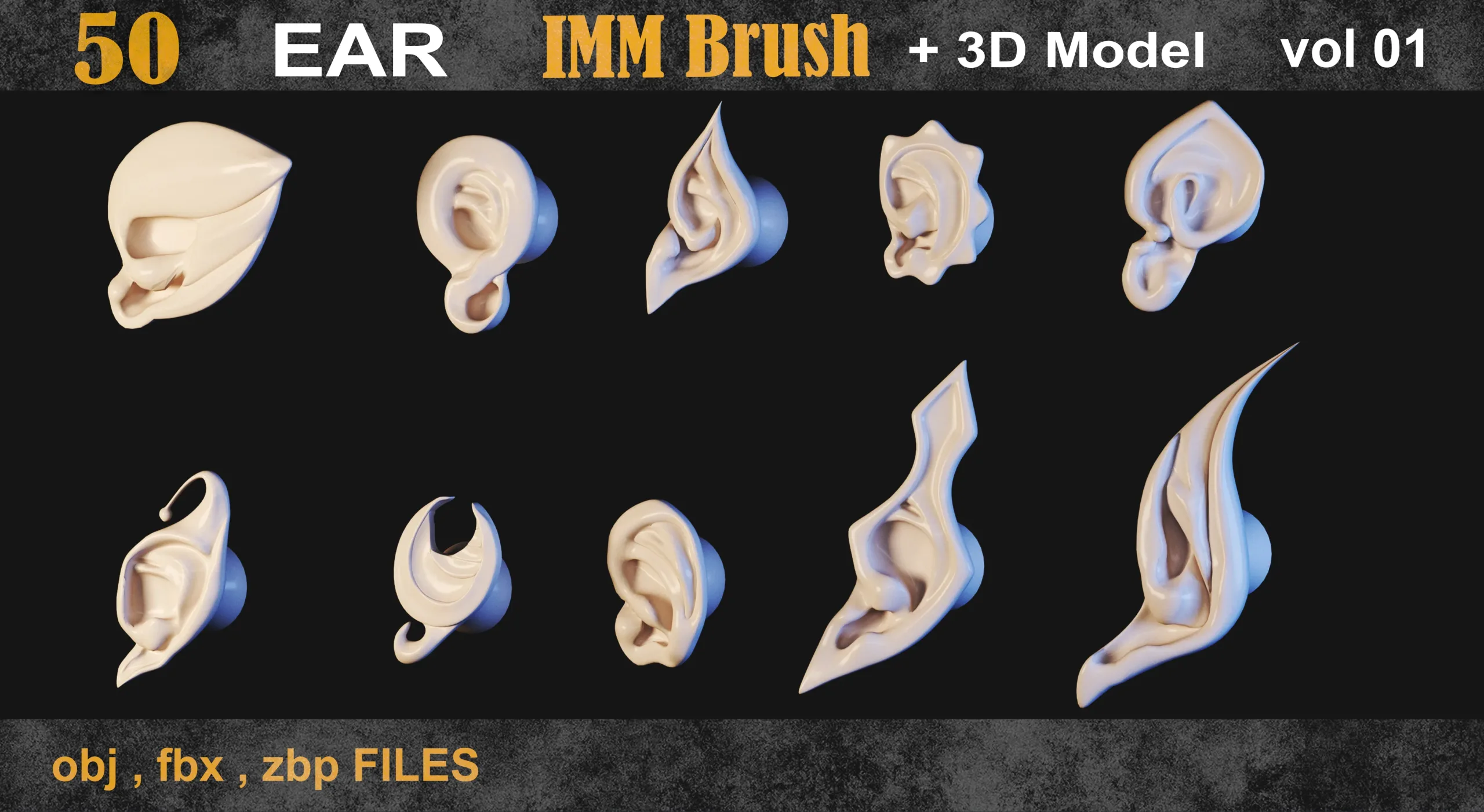 50 Ear IMM Brush + 3d model vol 01