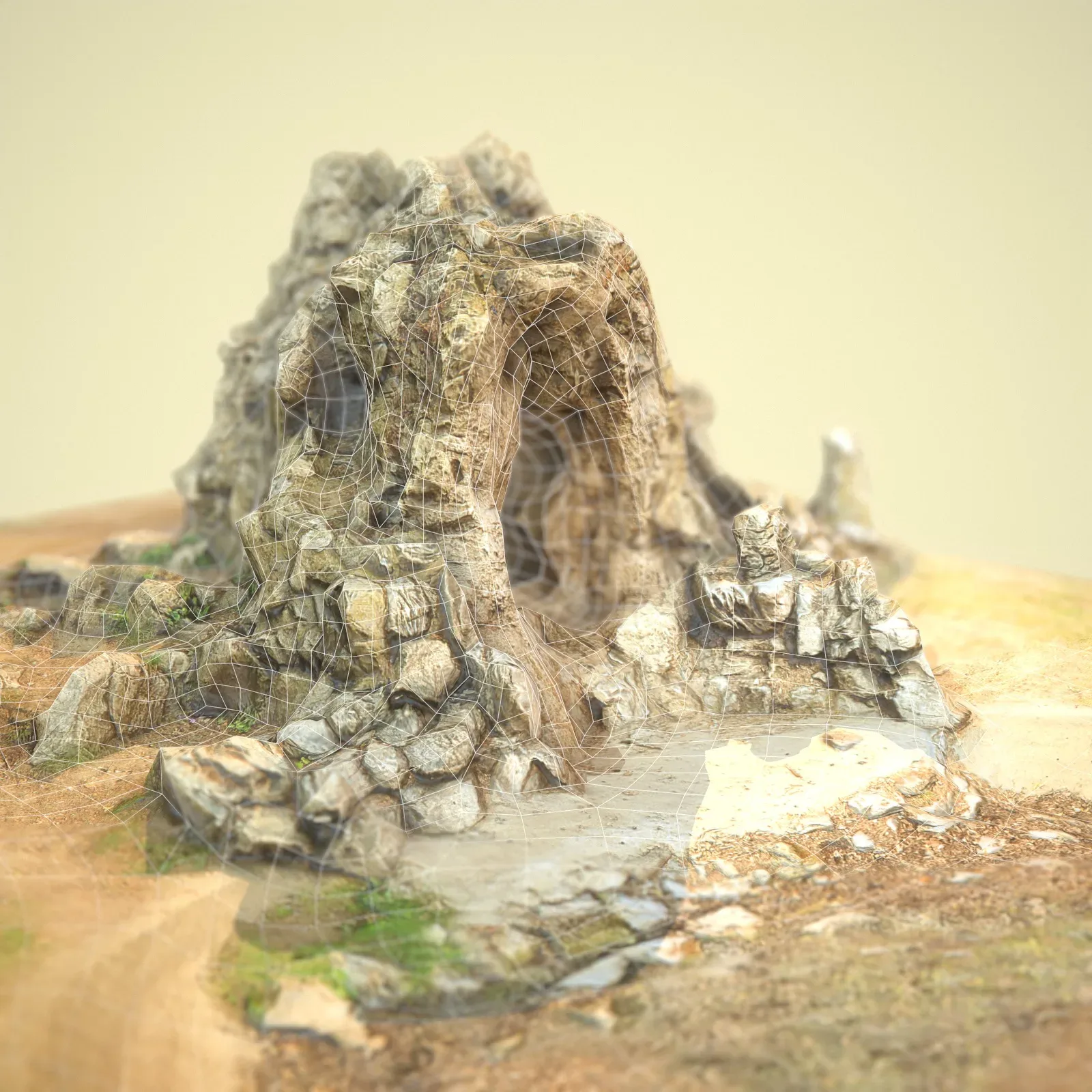 3D Scanned Rocky Cave with Tunnel