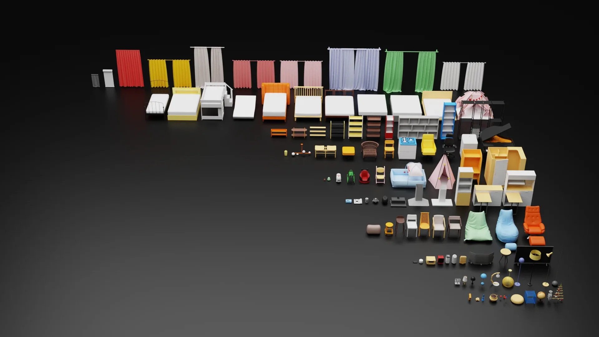 Low poly models VOL 02 | Kpack | Blender Asset Browser | 3D furniture | Stylized | Cartoon | Archviz